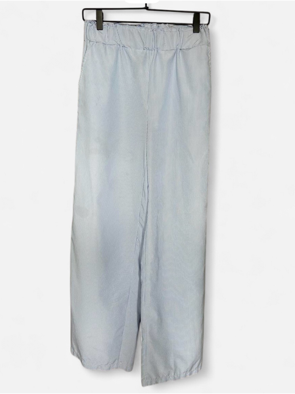 Light Blue Wide Leg Elastic Waist Pants